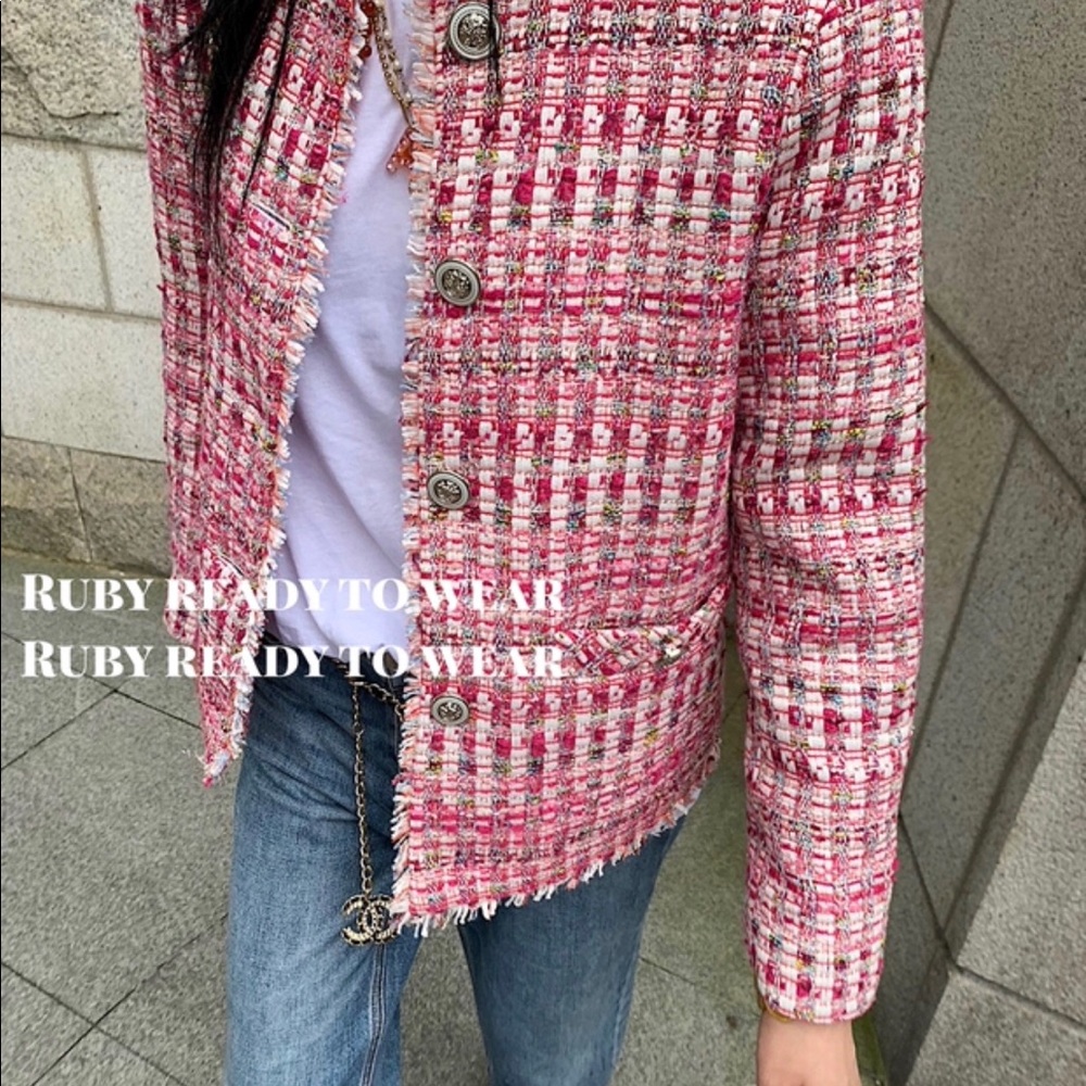 Pink knit coat
